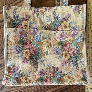 Vintage 1990s Floral Tapestry Tote Bag Cottagecore